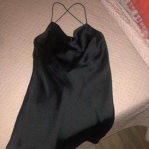 Zara short satin effect black dress medium
